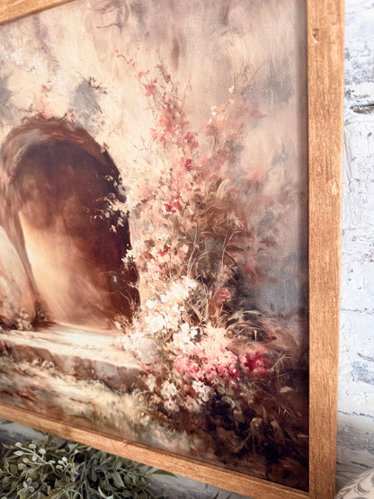 Christ Resurrection Easter Tomb Wood Sign