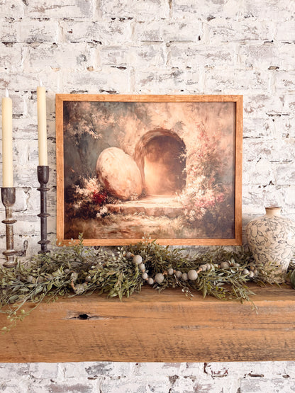 Christ Resurrection Easter Tomb Wood Sign