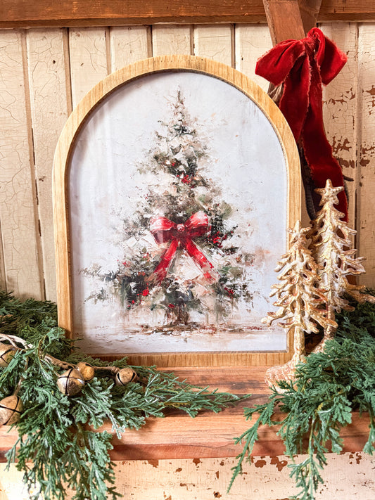 Framed Arch - Abstract Christmas Tree w/ Red Bow