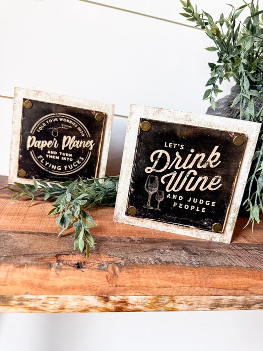 Funny Mini Tiered Tray Signs