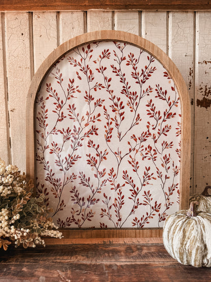 Vintage Autumn Leaf Branch Framed Arched Print
