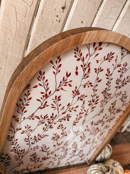 Vintage Autumn Leaf Branch Framed Arched Print