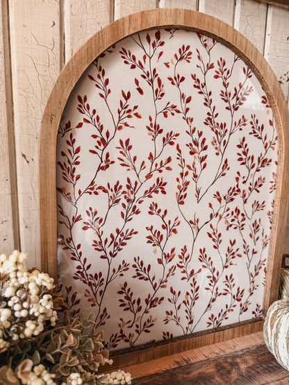 Vintage Autumn Leaf Branch Framed Arched Print