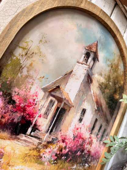 Spring Time Church Framed Arched Print