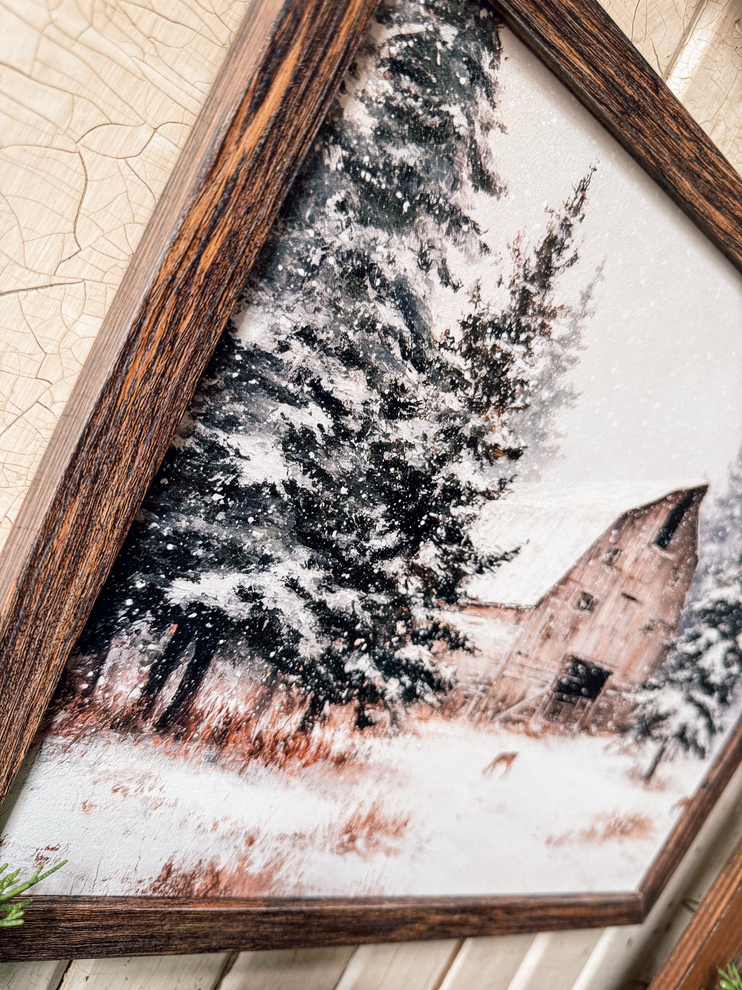 Natural Wood Barn in Winter Wood Sign