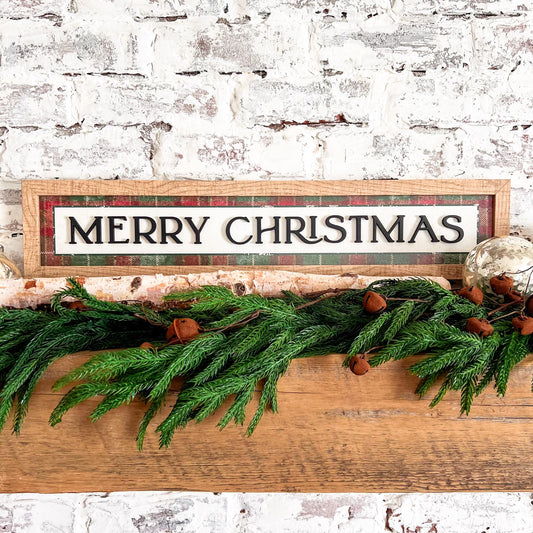 Plaid Merry Christmas Wood Sign