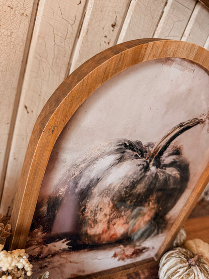 Vintage Black Pumpkin Fall Framed Arched Print