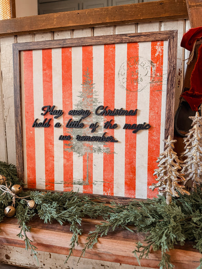 Christmas Magic Quote Vintage Wood Sign