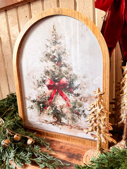 Framed Arch - Abstract Christmas Tree w/ Red Bow