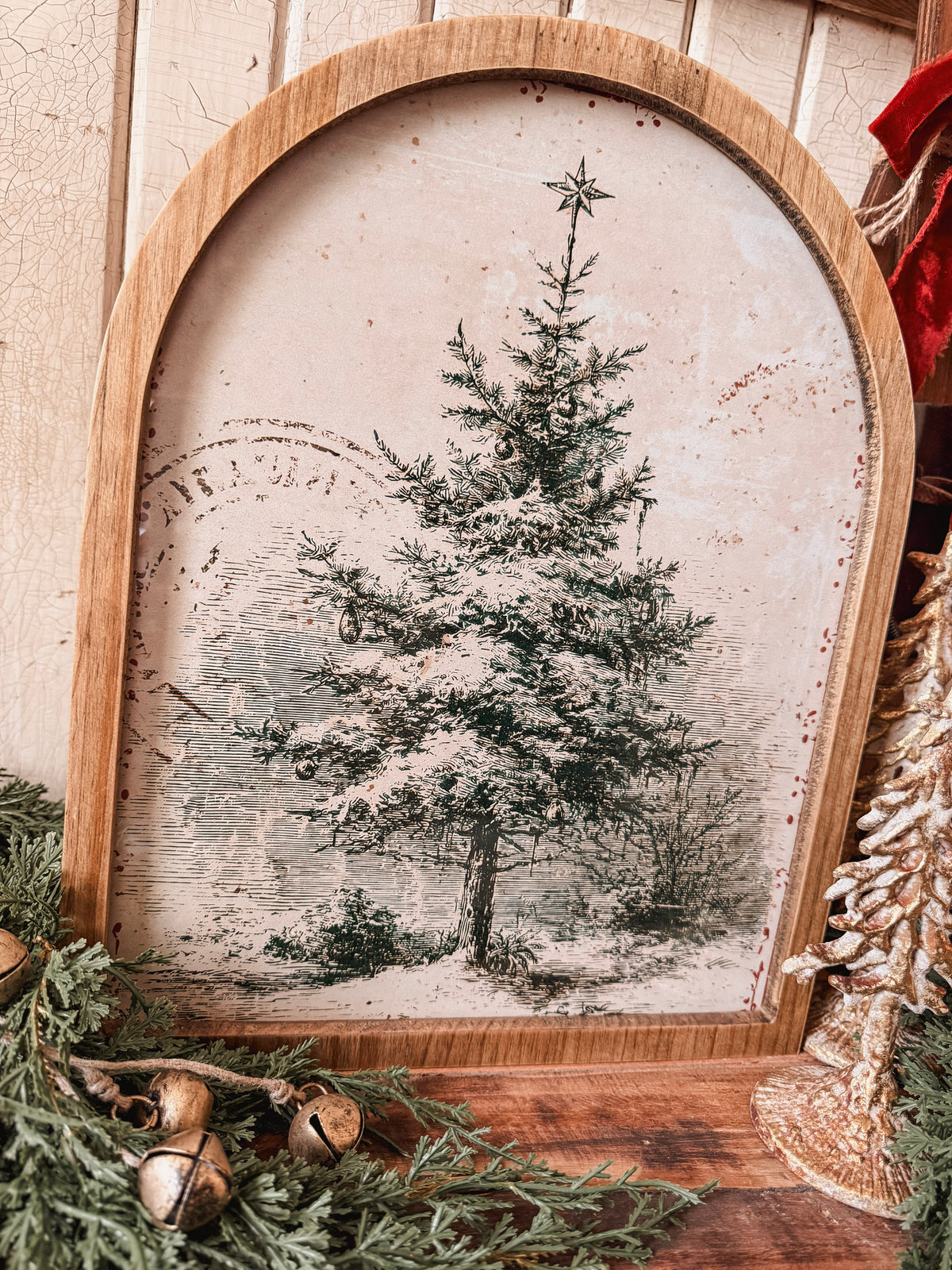 Framed Arch - Vintage Christmas Tree Stamp
