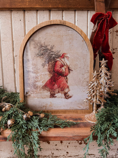 Framed Arch - Santa Carrying Christmas Tree