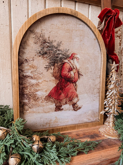 Framed Arch - Santa Carrying Christmas Tree