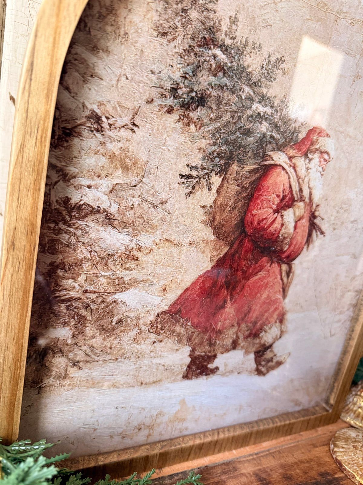 Framed Arch - Santa Carrying Christmas Tree