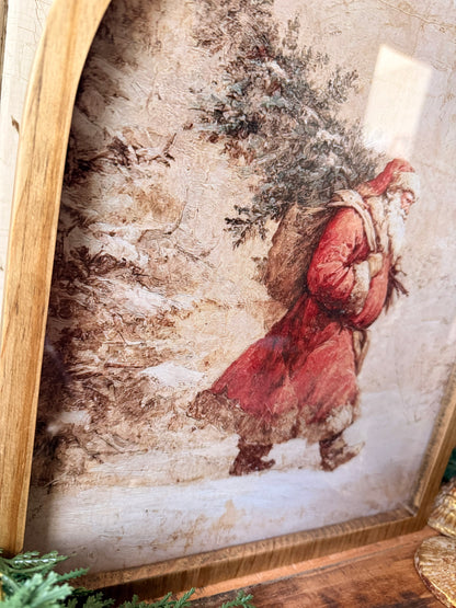 Framed Arch - Santa Carrying Christmas Tree