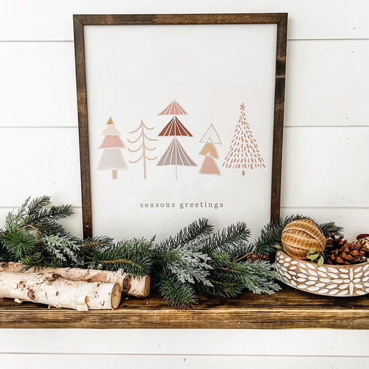 Seasons Greetings Boho Style Christmas Sign