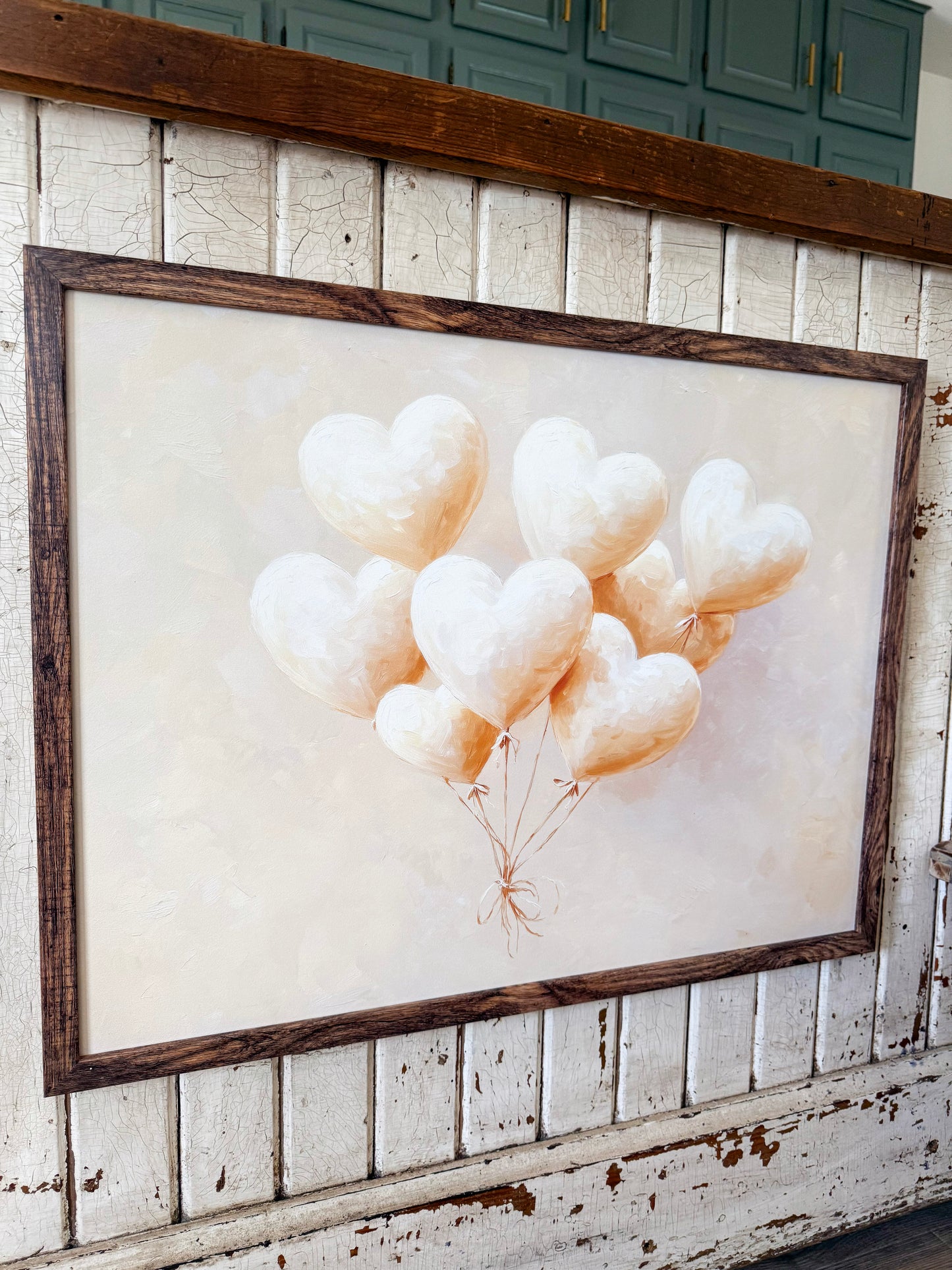 Neutral White Balloon Hearts Wood Sign