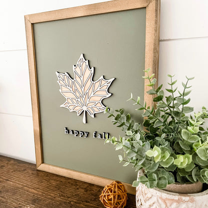 Happy Fall Leaf Wood Sign