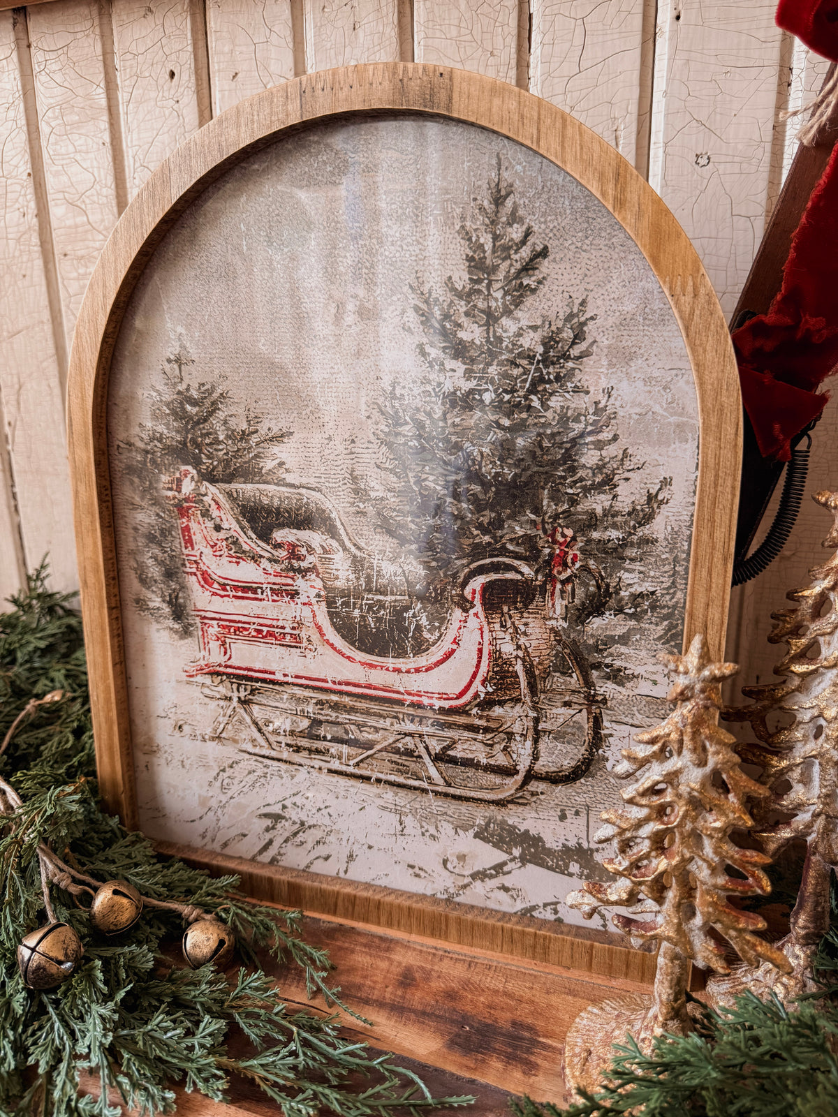 Framed Arch - Vintage Santa Sleigh