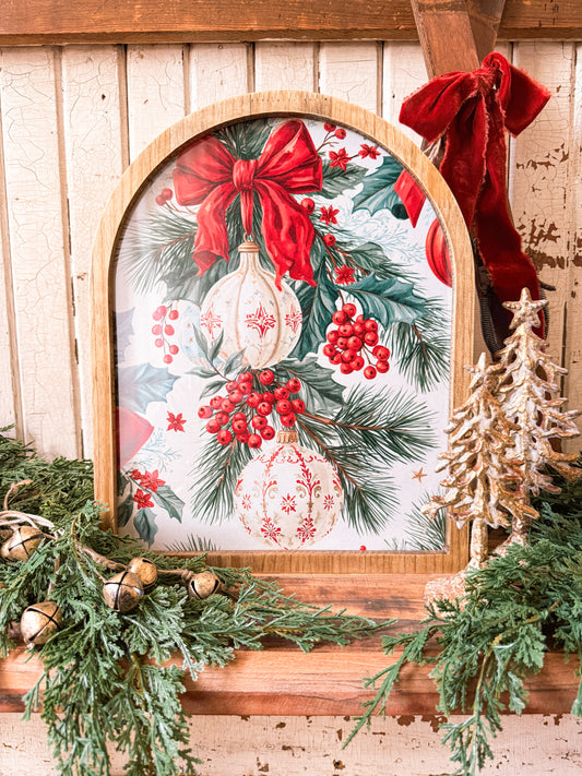 Framed Arch - Colorful Christmas Bows & Ornaments