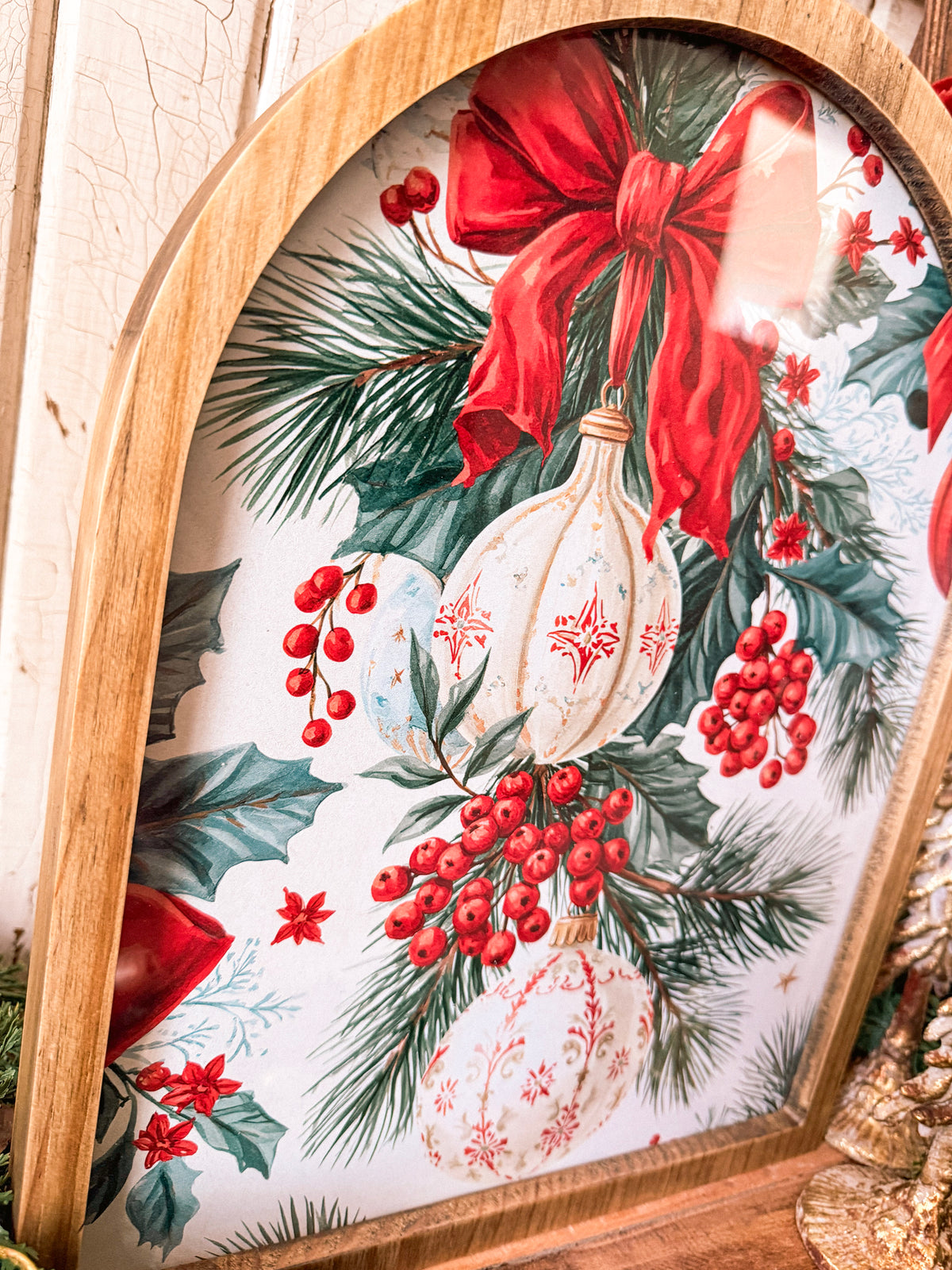 Framed Arch - Colorful Christmas Bows & Ornaments