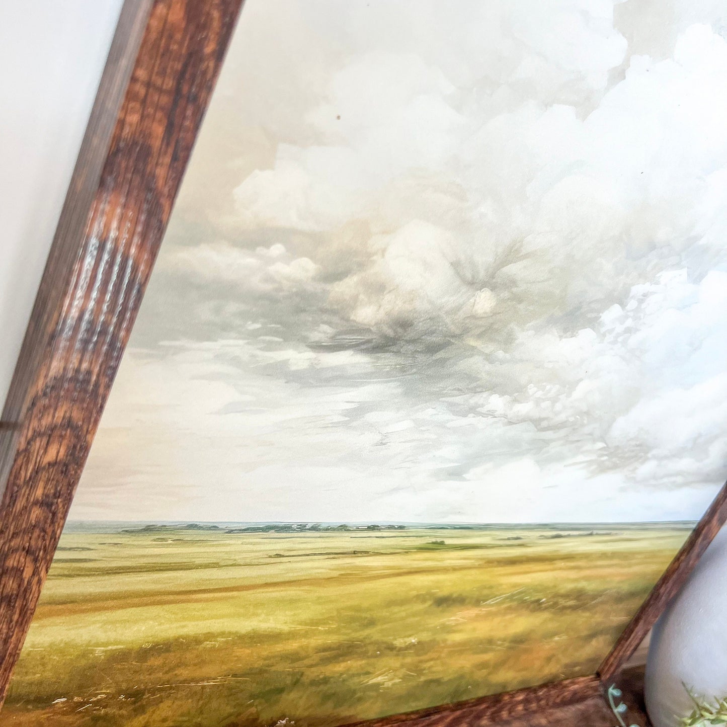 Countryside Clouds Painting Wood Sign