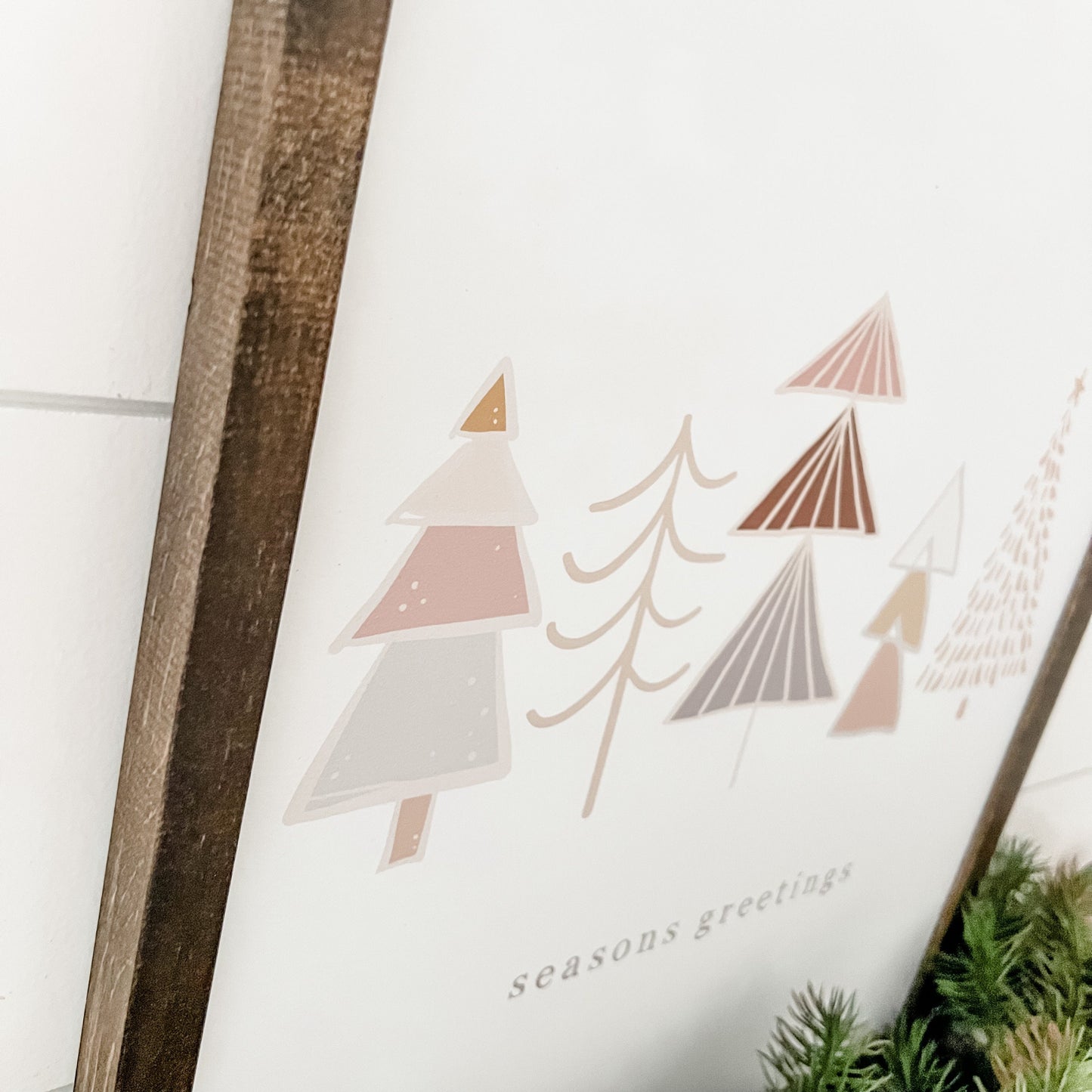 Seasons Greetings Boho Style Christmas Sign