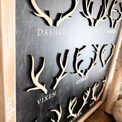 Reindeer Names Christmas Wood Sign