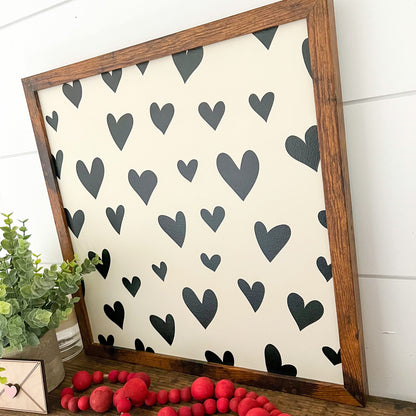 Black Hearts Background Layering Sign