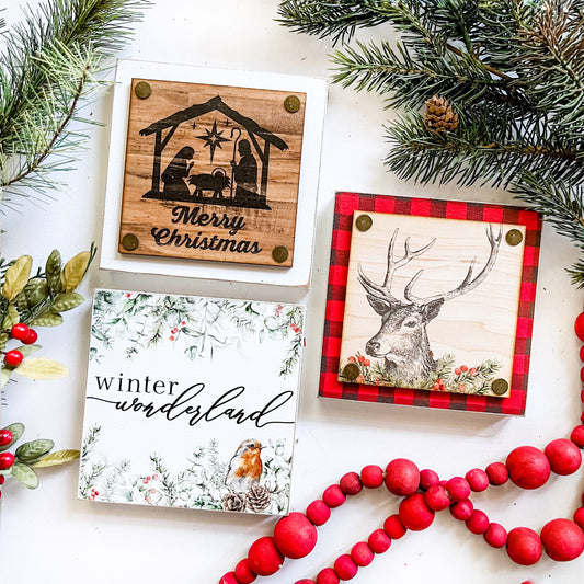 Christmas Mini Tiered Tray Signs