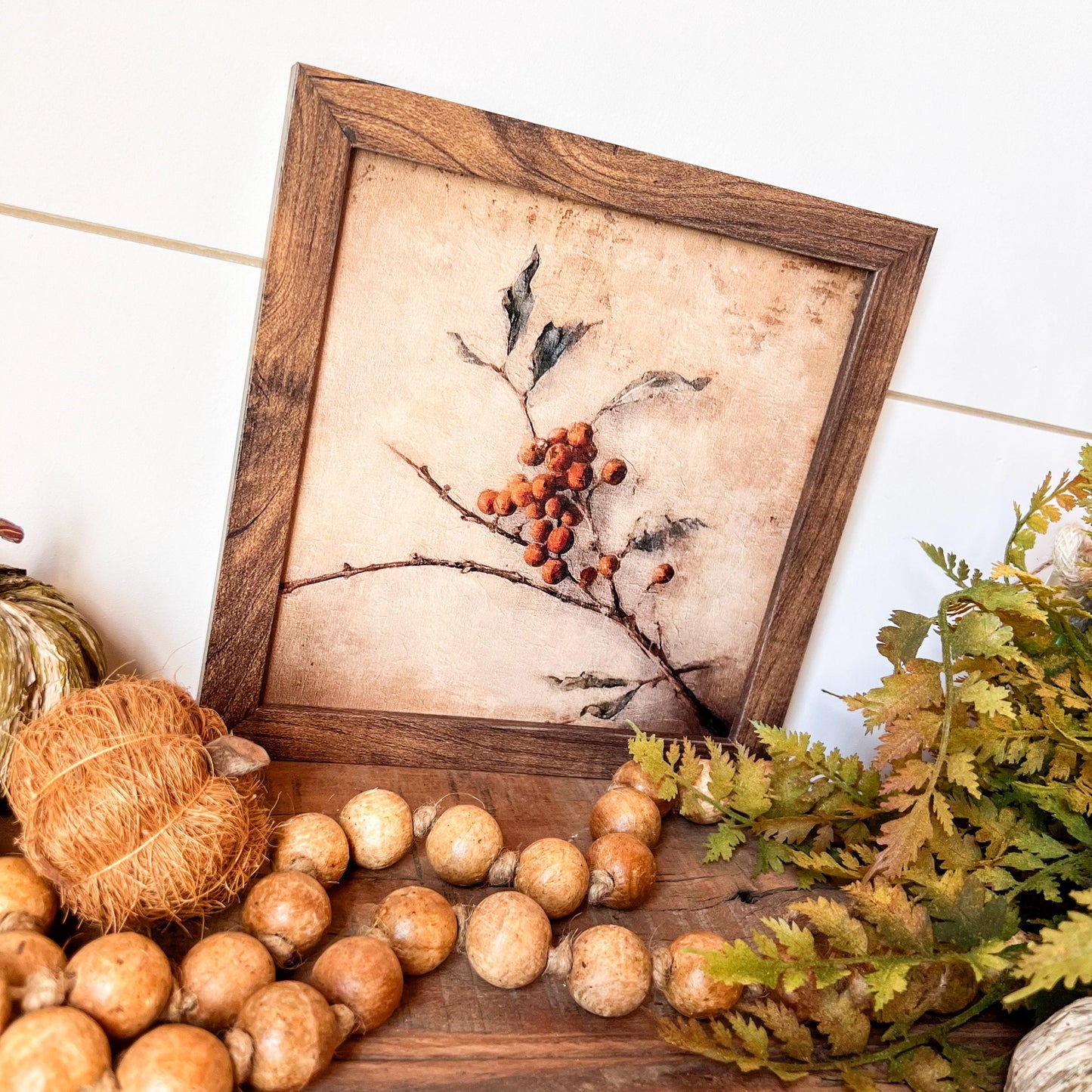 Rustic Twig & Berries Wood Sign