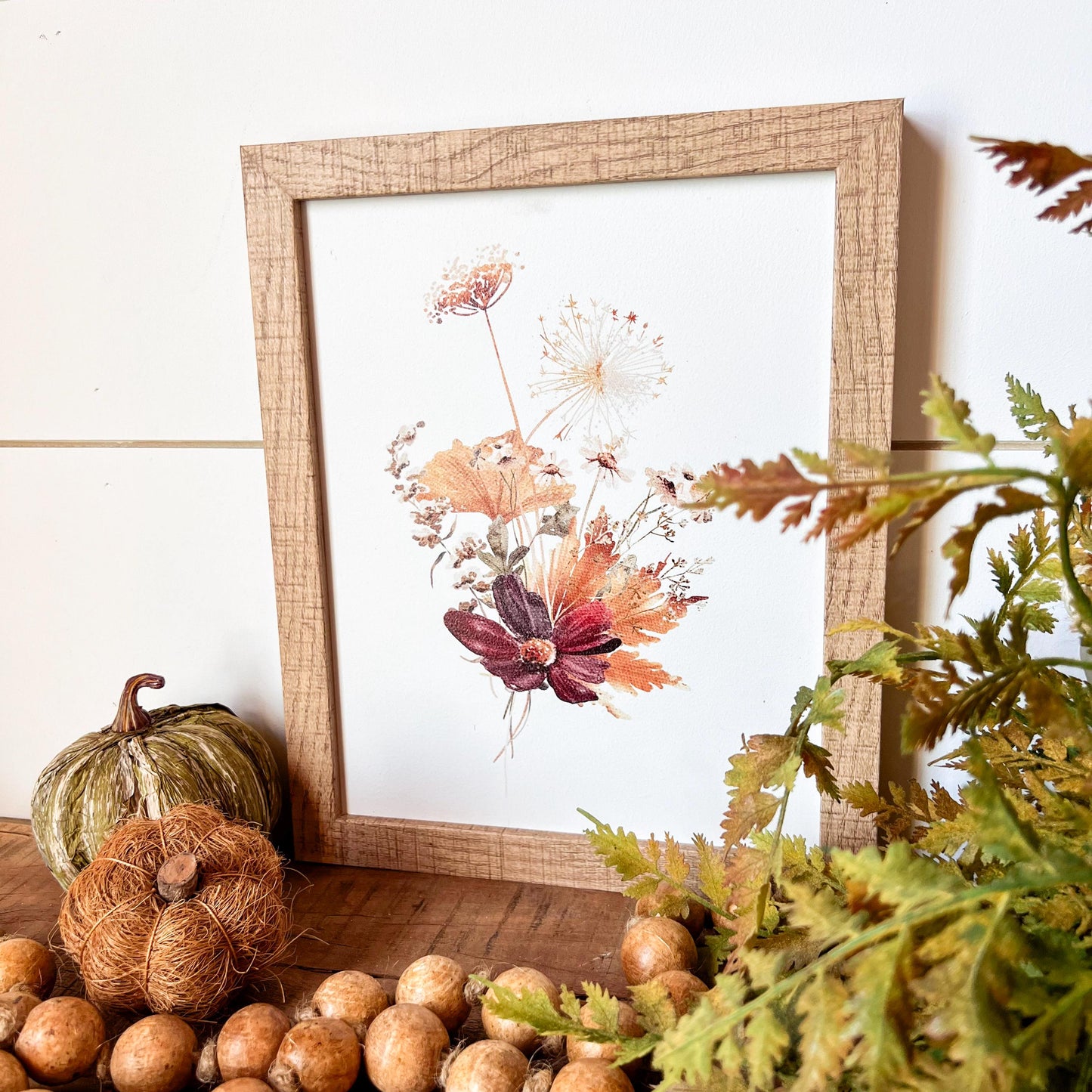 Burgundy Fall Floral Wood Sign