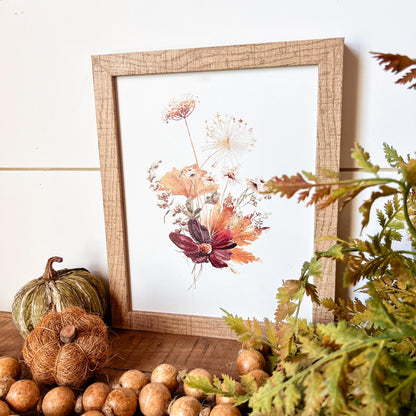 Burgundy Fall Floral Wood Sign