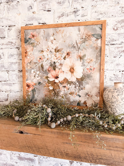 Pale Blue Spring Floral Layering Wood Sign