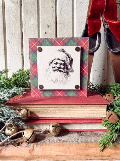 Vintage Santa Mini Wood Block