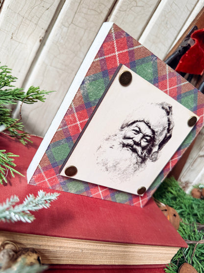 Vintage Santa Mini Wood Block