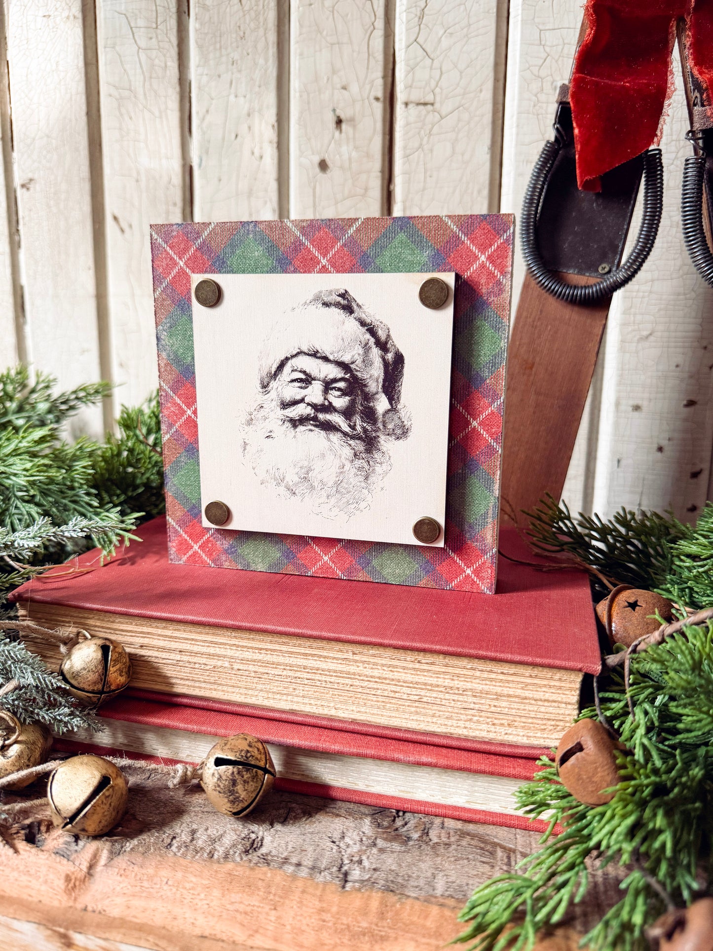 Vintage Santa Mini Wood Block