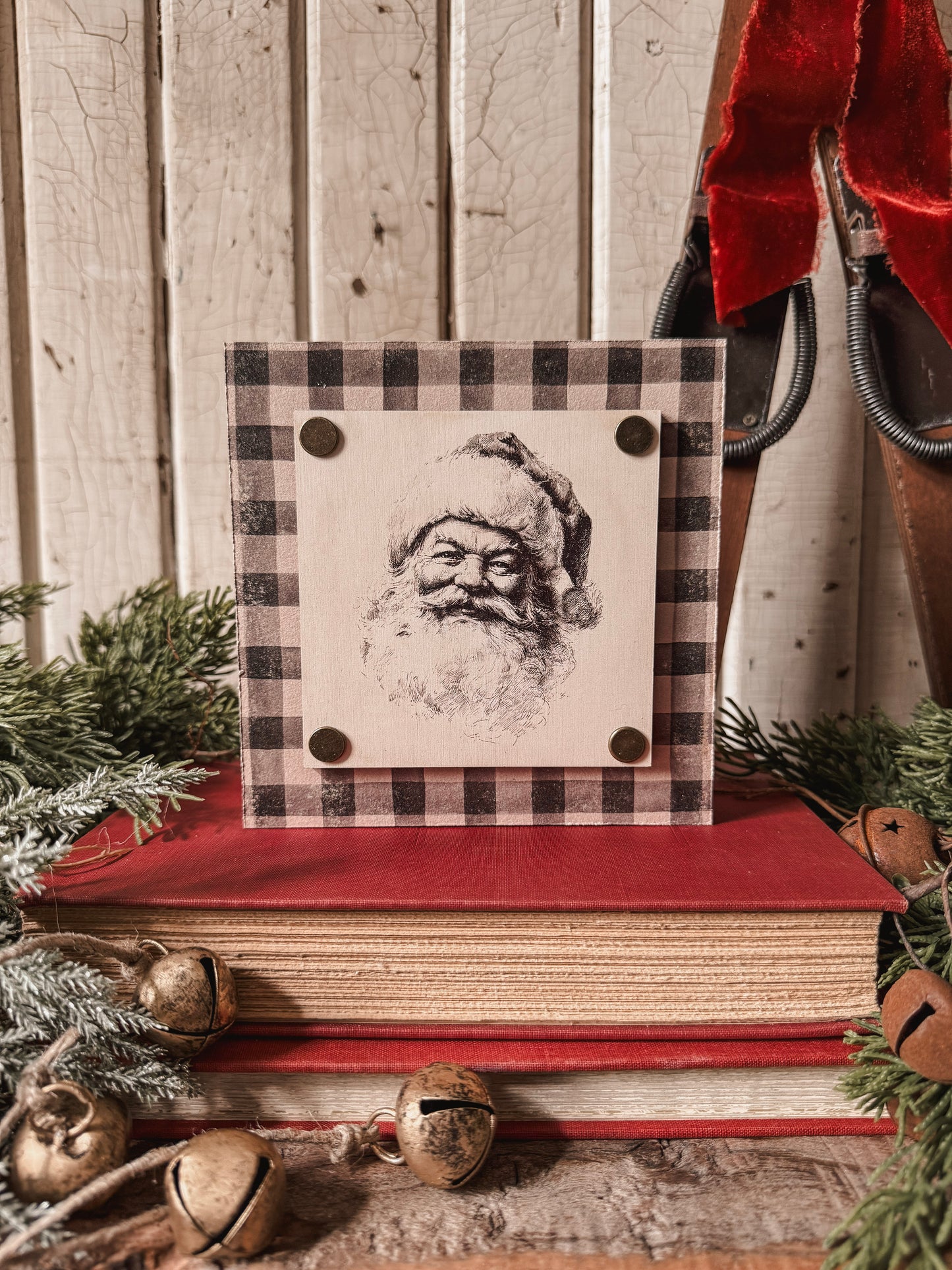 Vintage Santa Mini Wood Block