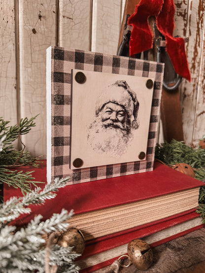 Vintage Santa Mini Wood Block