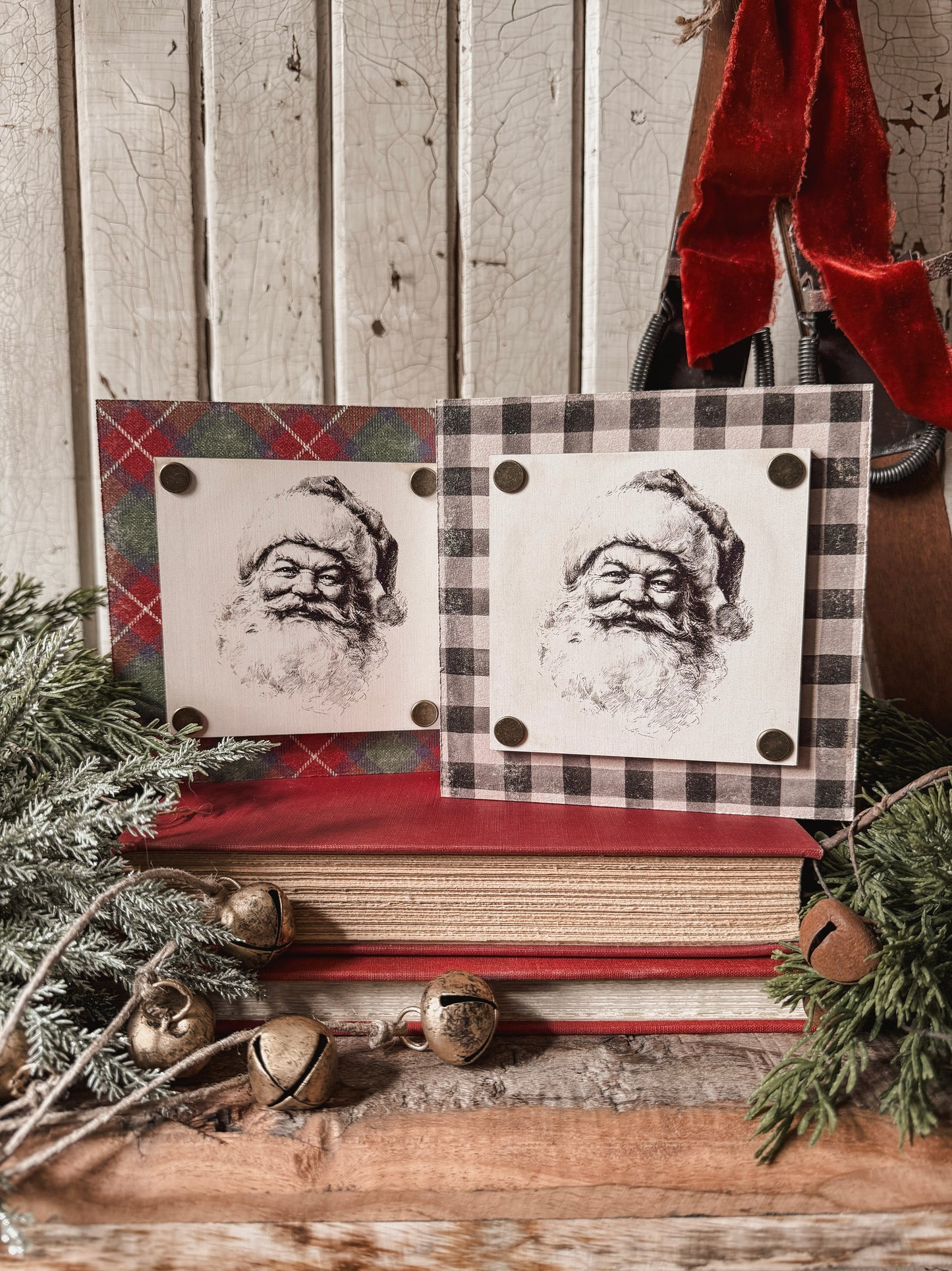 Vintage Santa Mini Wood Block