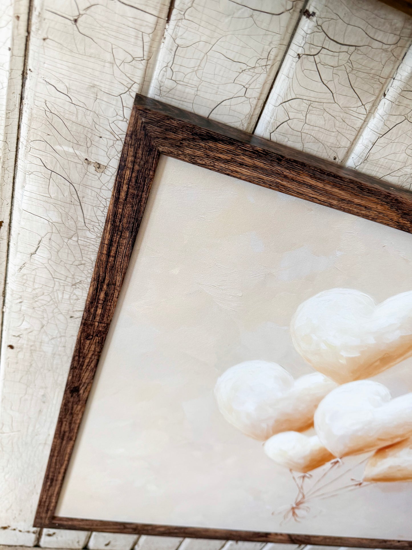 Neutral White Balloon Hearts Wood Sign