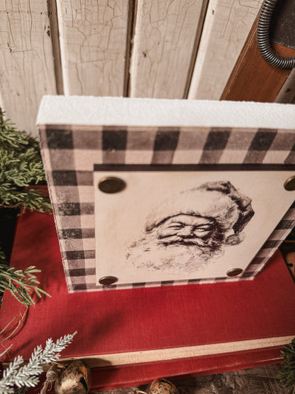 Vintage Santa Mini Wood Block