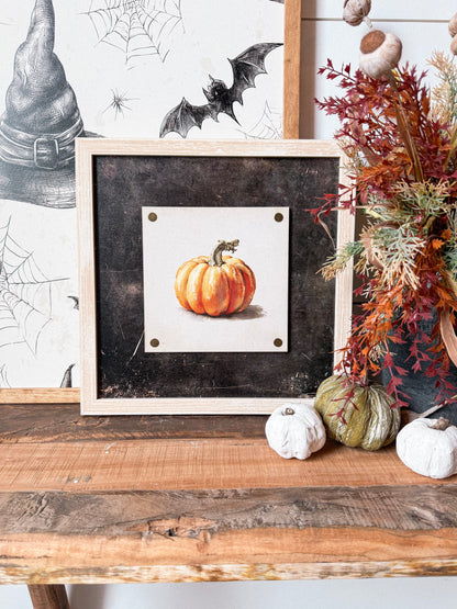 Orange Pumpkin Plaque Wood Sign