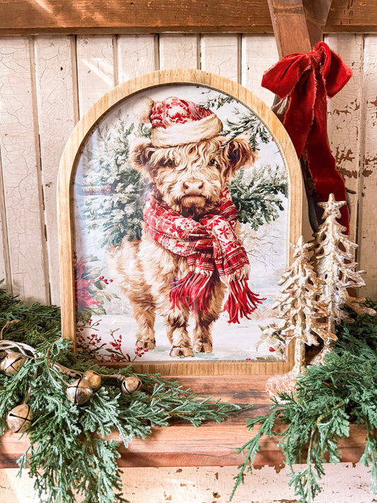 Framed Arch - Colorful Highland Christmas Cow