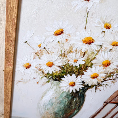 White Daisies in Vase Wall Art
