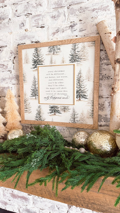 Only Happens Once Christmas Quote Wood Sign