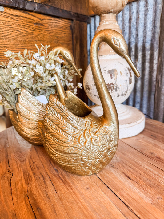 Gold Swan Vase/Planter