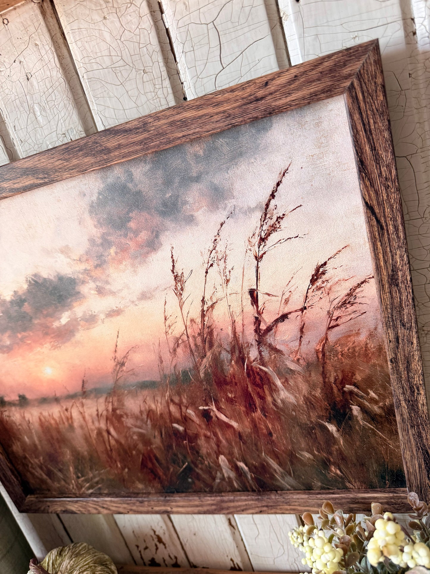 Moody Autumn Cornfield Sunset Art Print Wood Sign
