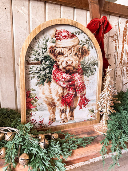 Framed Arch - Colorful Highland Christmas Cow