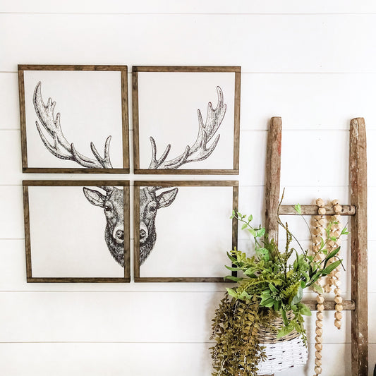 4 Panel Deer Head Photo Wood Sign