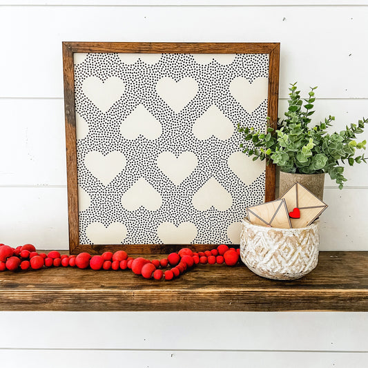 Polka Dot Heart Background Layering Sign